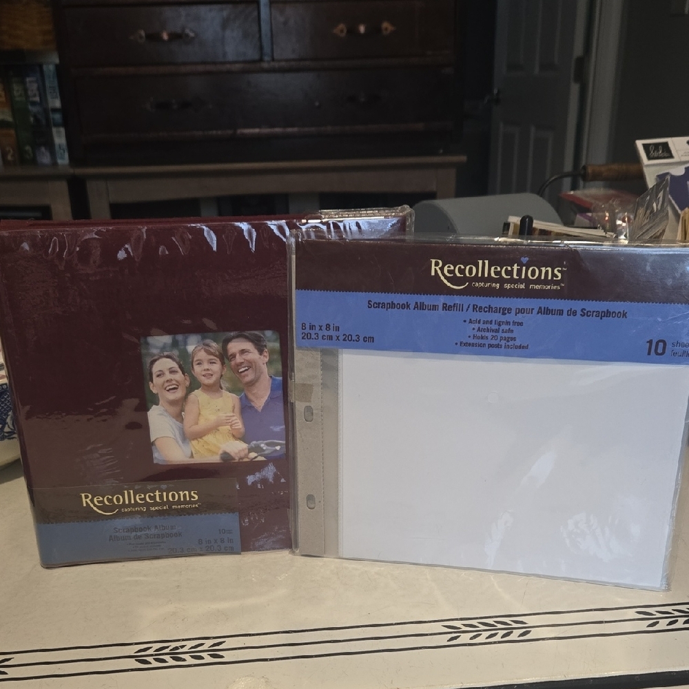 Recollections Burgundy 8x8 Scrapbook Album with Refill Pages NEW